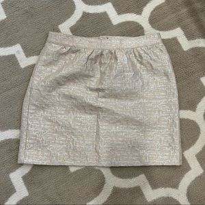 Gorgeous LOFT beige/silver embroidered mini skirt